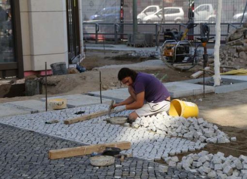 Pflasterarbeiten in der Gorkistraße