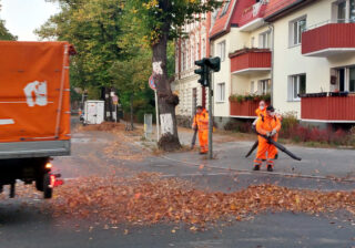 BSR-Laubbläser an der Mühlenstraße in Lankwitz